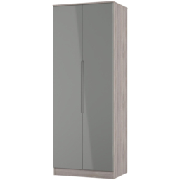 Crowndale Milan 2 Door Grey Gloss and Grey Oak Tall Wardrobe Ready Assembled - Grey Gloss & Grey Oak - Wilko - thumbnail 5