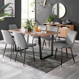 Furniturebox Solo Cesano 6 Seater Dining Set Brown Grey and Black - Wilko - thumbnail 1