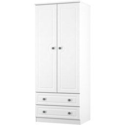 Crowndale Pembroke 2 Door 2 Drawer Matt White Wardrobe Ready Assembled - White Matt - Wilko - thumbnail 4