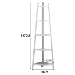 Living and Home White 5 Tier Corner Ladder Shelf for Plant - Size: 50 x 34 x 147cm - Wilko - thumbnail 7