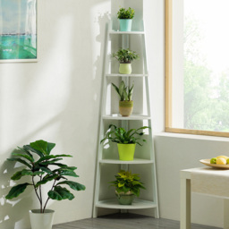 Living and Home White 5 Tier Corner Ladder Shelf for Plant - Size: 50 x 34 x 147cm - Wilko - thumbnail 3