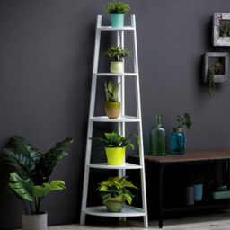 Living and Home White 5 Tier Corner Ladder Shelf for Plant - Size: 50 x 34 x 147cm - Wilko - thumbnail 6