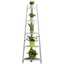 Living and Home White 5 Tier Corner Ladder Shelf for Plant - Size: 50 x 34 x 147cm - Wilko - thumbnail 4