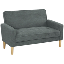 HOMCOM 2 Seater Grey Velvet Upholstered Sofa - Wilko - thumbnail 3