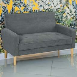 HOMCOM 2 Seater Grey Velvet Upholstered Sofa - Wilko - thumbnail 1