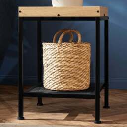 tectake Rochester Single Grid Shelf Light Wood Bedside Table - Size: Single Shelf - Brown - Wilko