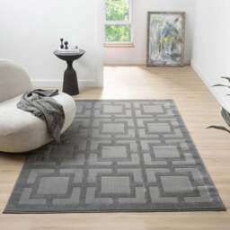 Desire Rugs Vellure Grey Metallic Sheen Maze Design Rug 120 x 170cm - Size: 170 x 120 x 1.1cm - Wilko - thumbnail 3