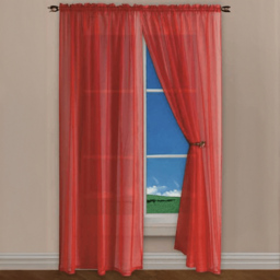 Velosso Riva Plain Red Slot Top Voile Panel Curtain 150 x 137cm - Size: w 150 x D 137cm - Wilko