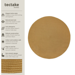 tectake Raya Round Jute Effect Boho Style Rug 160cm - Size: 0.5 x 160 x 160cm - Brown - Wilko - thumbnail 7
