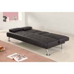 Brooklyn Italian Double Sleeper Black Faux Leather Sofa Bed with Cup Holder - Size: 2 Seater - Wilko - thumbnail 3