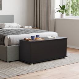 Vida Designs Leon Black Wooden Storage Ottoman - Size: 40cm x 100 x 46cm - Wilko - thumbnail 5