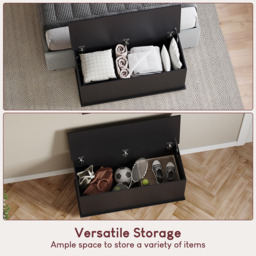 Vida Designs Leon Black Wooden Storage Ottoman - Size: 40cm x 100 x 46cm - Wilko - thumbnail 7