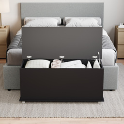 Vida Designs Leon Black Wooden Storage Ottoman - Size: 40cm x 100 x 46cm - Wilko - thumbnail 4