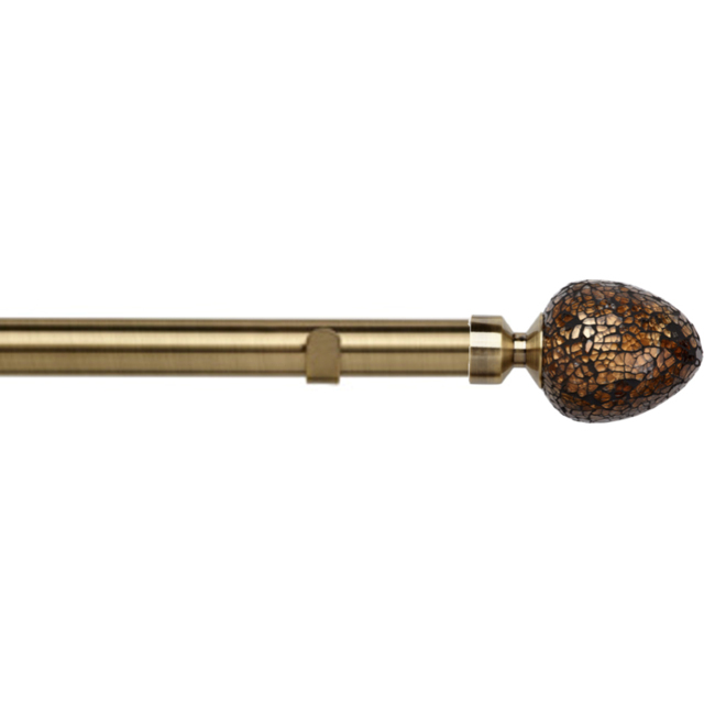 New Edge Blinds 260cm Fixed Length Antique Brass Eyelet Metal Curtain Pole Set with Alexia Finial - Wilko - image 1