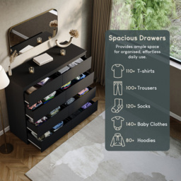 VIDA DESIGNS Denver 8 Drawer Black Chest of Drawers - Wilko - thumbnail 7