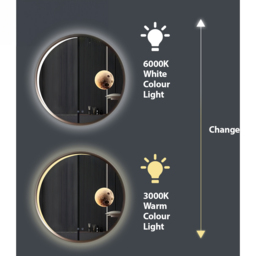 ENER-J Round Aluminium LED Mirror with Dimmable and CCT Adjustable Lighting - Size: 68 x 12 x 75cm - White - Wilko - thumbnail 5