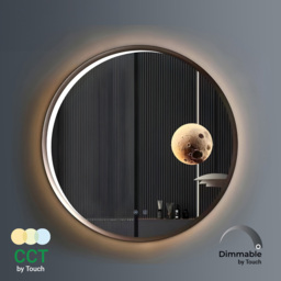 ENER-J Round Aluminium LED Mirror with Dimmable and CCT Adjustable Lighting - Size: 68 x 12 x 75cm - White - Wilko - thumbnail 4