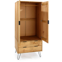 Augusta Pine 2 Door 2 Drawer Wardrobe - Size: 2 Door, 2 Drawer - Brown - Wilko - thumbnail 6