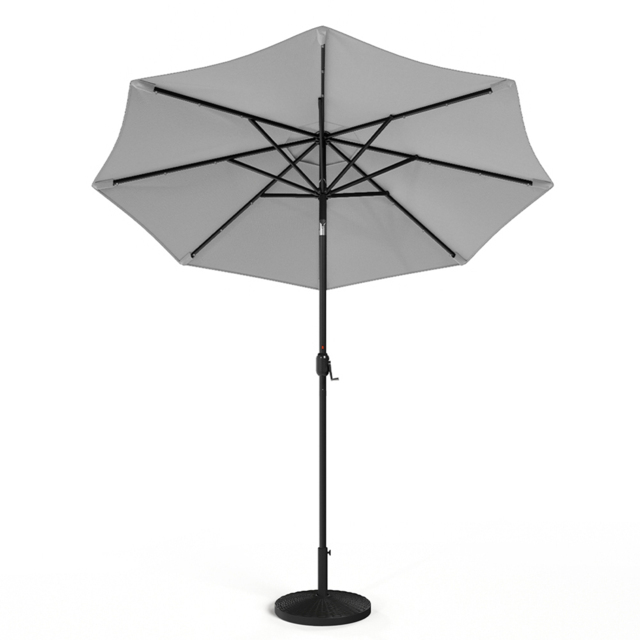 Living and Home Light Grey 24 LED Crank Lift Garden Parasol with Resin Base 3m - Wilko - image 1
