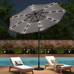 Living and Home Light Grey 24 LED Crank Lift Garden Parasol with Resin Base 3m - Wilko - thumbnail 3