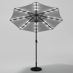 Living and Home Light Grey 24 LED Crank Lift Garden Parasol with Resin Base 3m - Wilko - thumbnail 7