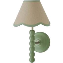 ValueLights Trim Scallop Shade Green Bobbin LED Wall Light with Bulb - Size: 32 x 19 x 20cm - Wilko