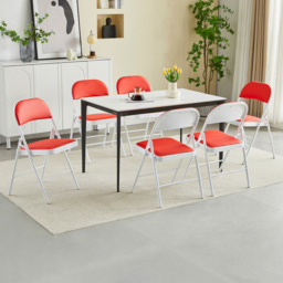 Set of 6 Red Padded Folding Metal Dining Chairs - MCC - Wilko - thumbnail 7