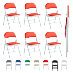 Set of 6 Red Padded Folding Metal Dining Chairs - MCC - Wilko - thumbnail 3