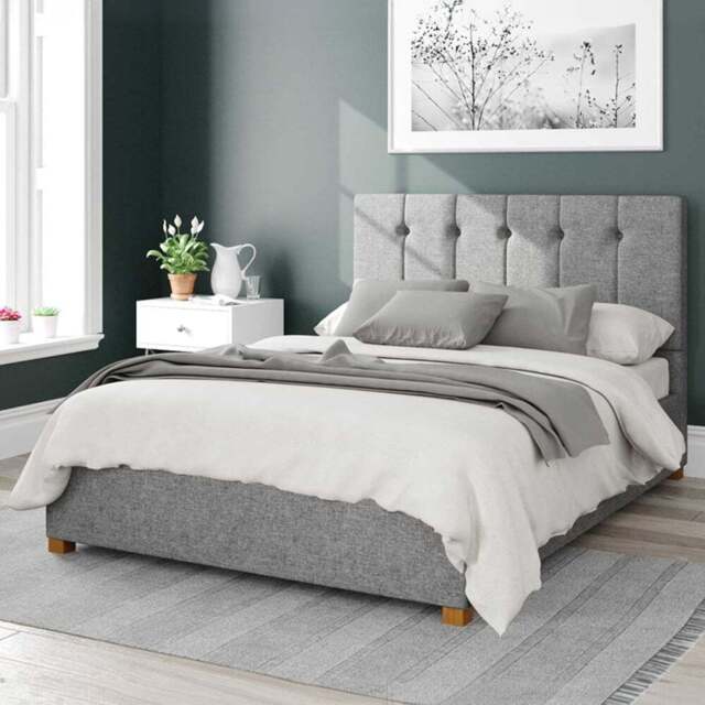 Aspire Hepburn Single Grey Saxon Twill Ottoman Bed - Aspire Beds - Wilko - image 1