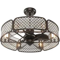 Costway Coffee Caged Crystal Ceiling Fan Light - Size: 82 x 82 x 37cm - Brown - Wilko - thumbnail 1