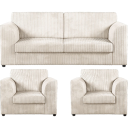 Luxor 5 Seater Cream Jumbo Cord Full Back Sofa Suite - Wilko - thumbnail 3