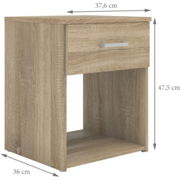 Florence Space Single Drawer Oak Bedside Table - Brown - Furniture To Go - Wilko - thumbnail 7