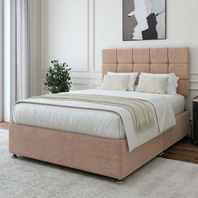 Bedmaster Single Mink Naples Velvet Divan Base with Pearl Headboard - Brown - Wilko - image 1