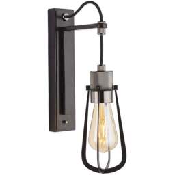 Merano Alessandria Black Wall Lamp - Size: 20 x 10 x 38.6cm - Wilko