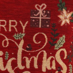 Noel Square Floral Merry Xmas Cotton Chenille Cushion - Size: 43 x 43 x 1cm - Red - Wilko - thumbnail 4