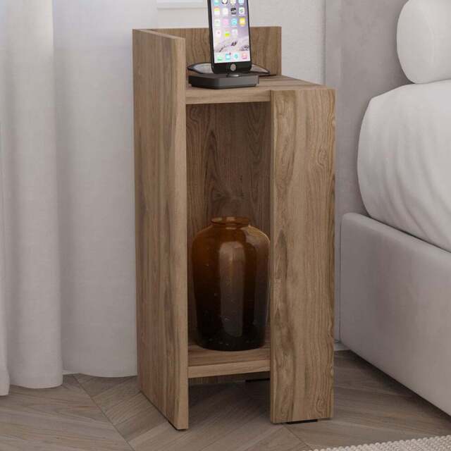 Decortie Elos Deep Oud Left Side Open Shelf Nightstand - Size: 2 Shelf - Brown - Wilko - image 1