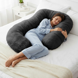 Sweet Dreams Alpine Charcoal Faux Fur Maternity Pillow 135 x 75cm - Size: 135 x 75 x 1cm - Wilko - thumbnail 3