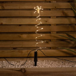 Samuel Alexander 4 Pack Warm White Spiral LED Christmas Tree Garden Path Light - Size: 30 x 20 x 7cm - Silver - Wilko - thumbnail 4