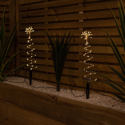 Samuel Alexander 4 Pack Warm White Spiral LED Christmas Tree Garden Path Light - Size: 30 x 20 x 7cm - Silver - Wilko - thumbnail 3