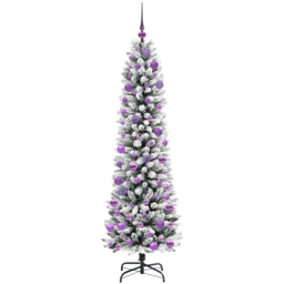 vidaXL Pre-Lit Warm White LED and Lilac Baubles White Artificial Christmas Tree with Stand 5.9ft - Wilko - thumbnail 5