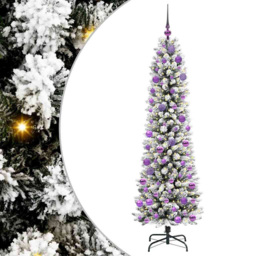 vidaXL Pre-Lit Warm White LED and Lilac Baubles White Artificial Christmas Tree with Stand 5.9ft - Wilko - thumbnail 3