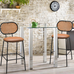 Costway Brown PU Leather Bar Stool Set of 2 - Size: 85 x 56 x 23cm - Wilko - thumbnail 5