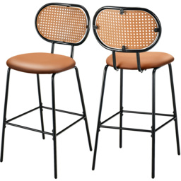 Costway Brown PU Leather Bar Stool Set of 2 - Size: 85 x 56 x 23cm - Wilko - thumbnail 4