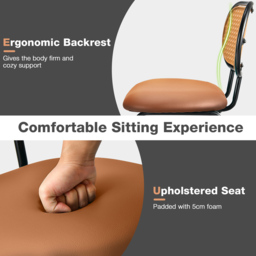 Costway Brown PU Leather Bar Stool Set of 2 - Size: 85 x 56 x 23cm - Wilko - thumbnail 6