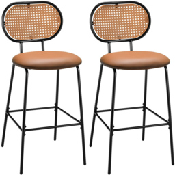 Costway Brown PU Leather Bar Stool Set of 2 - Size: 85 x 56 x 23cm - Wilko - thumbnail 3