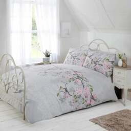 Rapport Home Eloise Double Grey Duvet Cover Set - Multi - Wilko