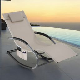 tectake Taya Set of 2 Beige Rocking Sun Lounger - Size: 92 x 62 x 142cm - Wilko - thumbnail 1