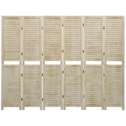 vidaXL Solid Paulownia Wood 6 Panel Room Divider 210 x 165cm - Size: 6 Panels - Brown - Wilko - thumbnail 3