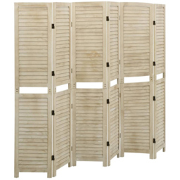 vidaXL Solid Paulownia Wood 6 Panel Room Divider 210 x 165cm - Size: 6 Panels - Brown - Wilko