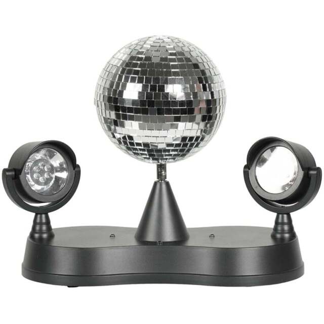 ValueLights Dolly Disco Ball Rotating LED Spotlight Table Lamp - Size: 23.5 x 15 x 27cm - Black - Wilko - image 1